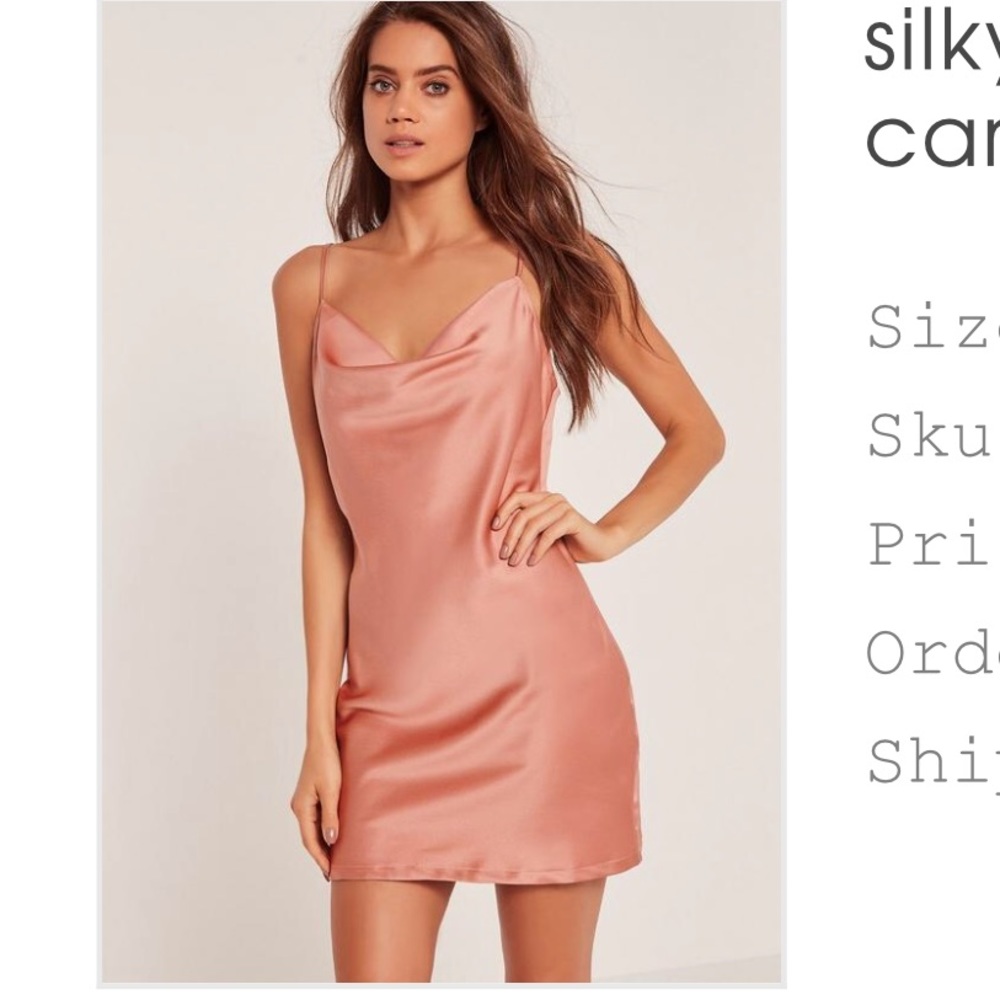 Silky Cowl Front Cami Dress Nude